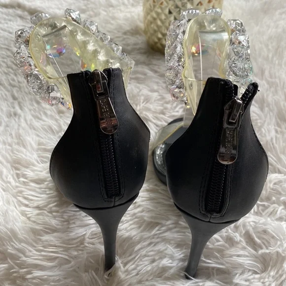 Suzzy Black jewel heels sandals, Size 5.5 - Picture 9 of 12